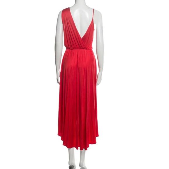 Rebecca Minkoff Silk Red Midi Dress Flowy Shoulder Sexy Vampire Slip Date Night - Picture 2 of 7